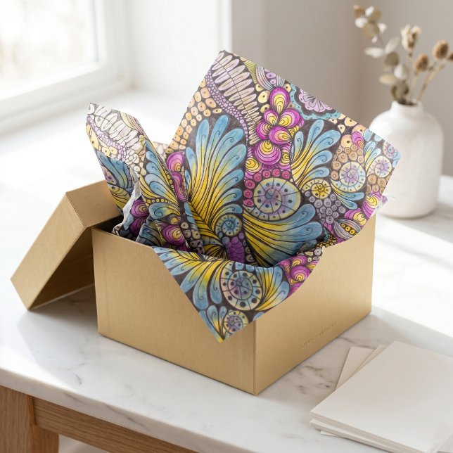 Colorful Hand-Drawn Abstract Doodle Swirl Pattern Tissue Paper (Creator Uploaded)