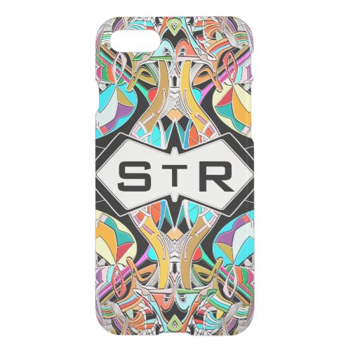 Colorful Hand Drawn Abstract I Monogram Initials iPhone SE87 Case