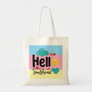 Colorful Hand Drawn Art - Hello Sunshine Text Tote Bag