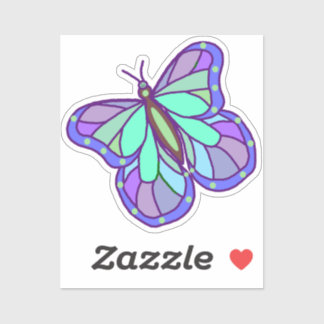 Colorful Hand-Drawn Butterfly Purple Sticker