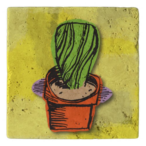 Colorful Hand_drawn Cactus Trivet