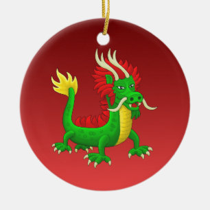 Colorful Hand Drawn Chinese Dragon Ceramic Ornament