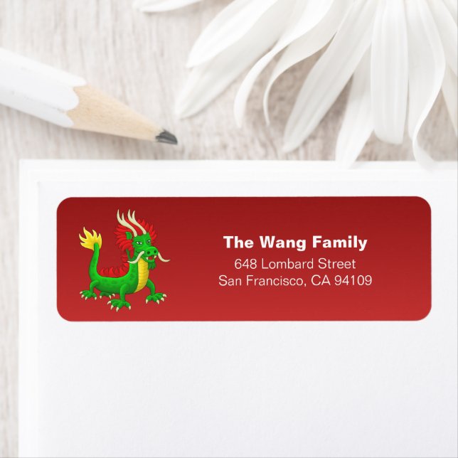 Colorful Hand Drawn Chinese Dragon Label (Insitu)