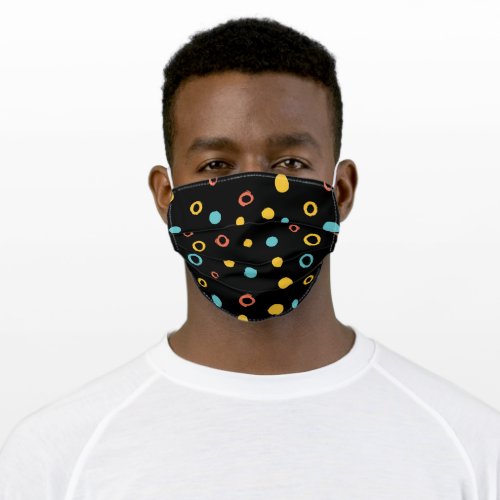 Colorful hand_drawn circles and dots pattern adult cloth face mask
