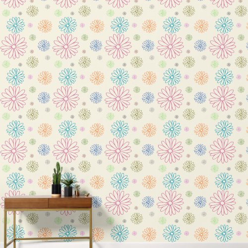 Colorful Hand-Drawn Daisy Wallpaper