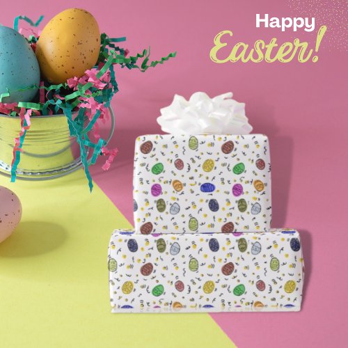 Colorful Hand Drawn Easter Eggs Kids Wrapping Paper