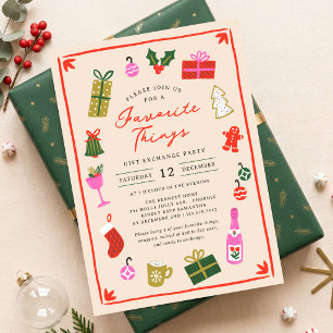 Colorful Hand Drawn Favorite Things Holiday Party Invitation