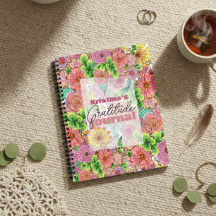 Colorful Hand-Drawn Floral Doodle Gratitude Notebook