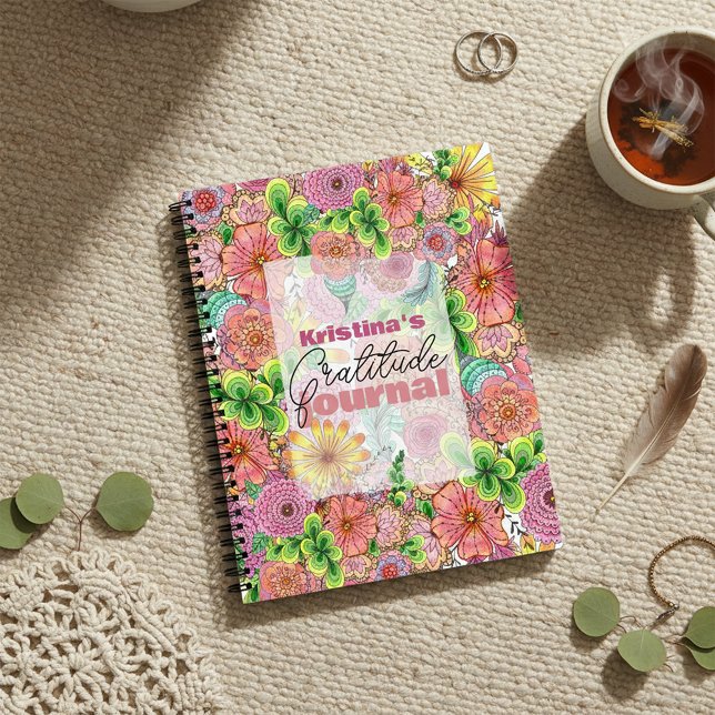 Colorful Hand-Drawn Floral Doodle Gratitude Notebook (Creator Uploaded)