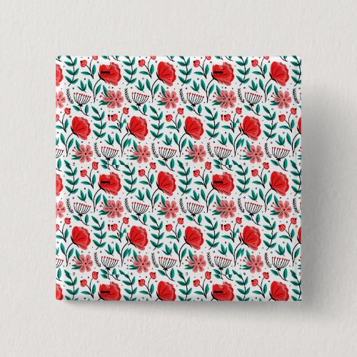 Colorful Hand Drawn Floral Pattern-23040. Button