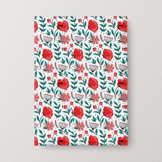 Colorful Hand Drawn Floral Pattern. Button (Front)