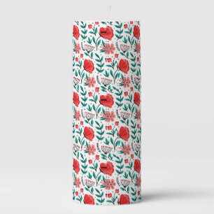 Colorful Hand Drawn Floral Pattern. Pillar Candle