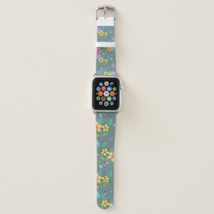 Colorful hand drawn flowers pattern vintage design apple watch band