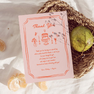 Colorful Hand Drawn Fun Retro Wedding Thank You Card