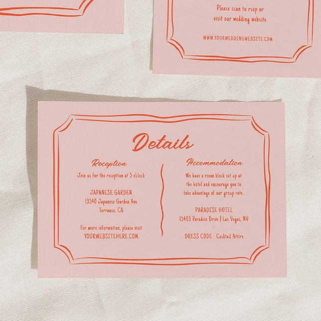 Colorful Hand Drawn Fun Wedding Details Enclosure Card (Creator Uploaded)