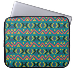 Colorful Hand Drawn Geometric Ethnic Pattern Laptop Sleeve
