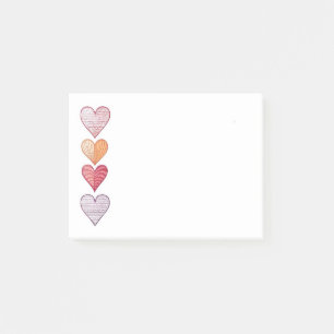 Colorful Hand-Drawn Hearts Post-it Notes