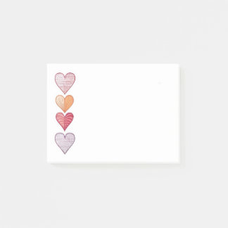 Colorful Hand-Drawn Hearts Post-it Notes