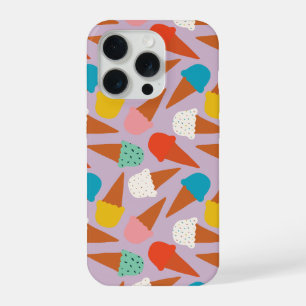 Colorful Hand-Drawn Ice Cream Cone Pattern  iPhone 15 Pro Case