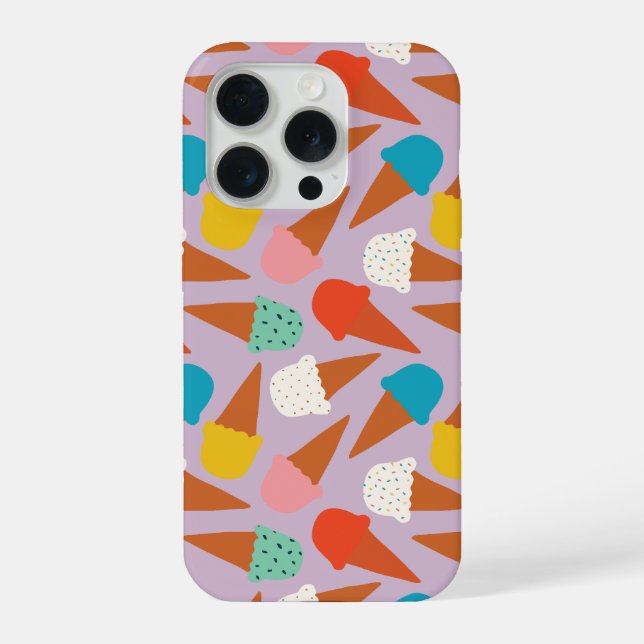Colorful Hand-Drawn Ice Cream Cone Pattern  Iphone Case (Back)