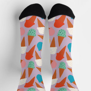 Colorful Hand-Drawn Ice Cream Cone Pattern Socks