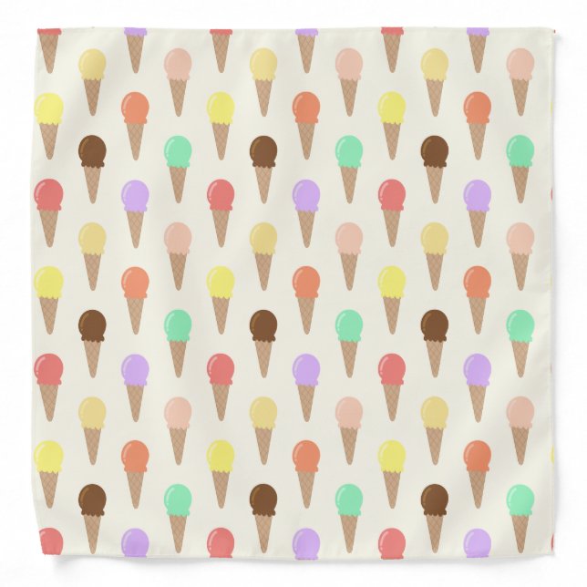 Colorful Hand Drawn Ice Cream Pattern Bandana (Front)