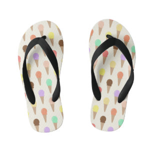 Colorful Hand Drawn Ice Cream Pattern Kid's Flip Flops