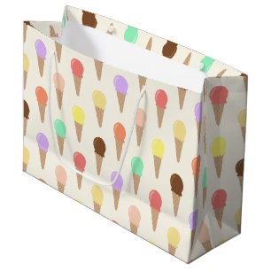 Colorful Hand Drawn Ice Cream Pattern Large Gift Bag