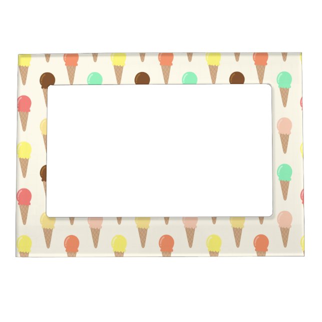 Colorful Hand Drawn Ice Cream Pattern Magnetic Frame (Front)