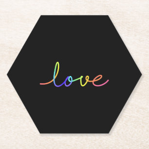 Colorful Hand Drawn Love Sticker Paper Coaster