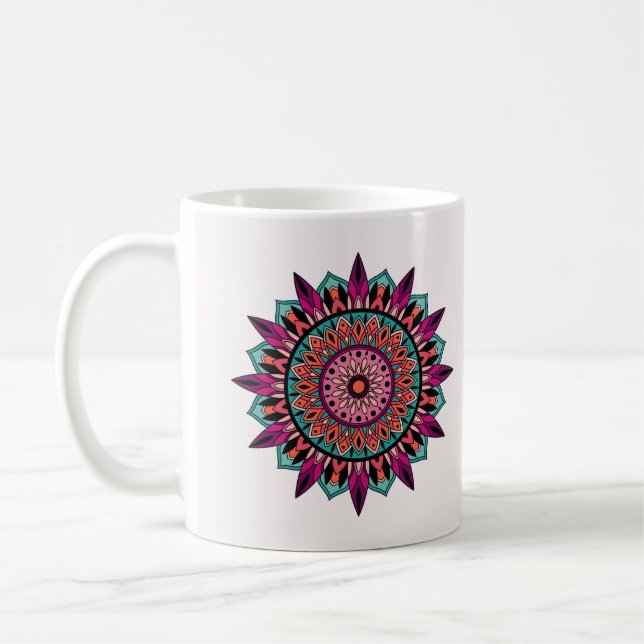Colorful Hand Drawn Mandala Pattern Coffee Mug (Left)