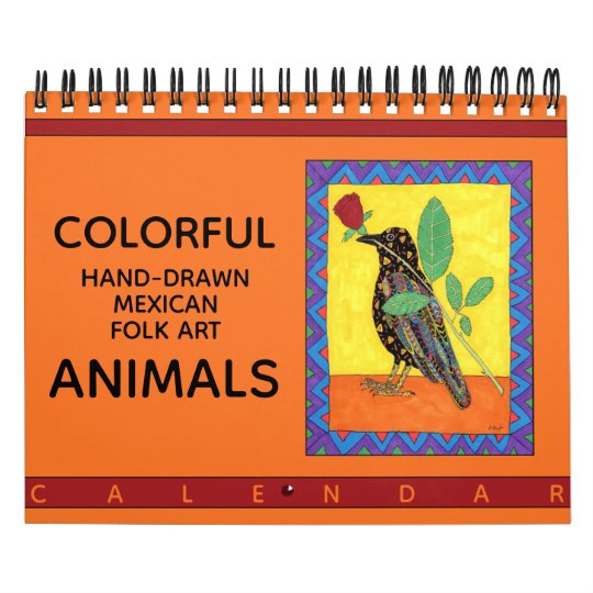 Colorful Hand Drawn Mexican Folk Art Animals 2022 Calendar | Zazzle.com