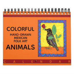 Colorful Hand Drawn Mexican Folk Art Animals 2022 Calendar