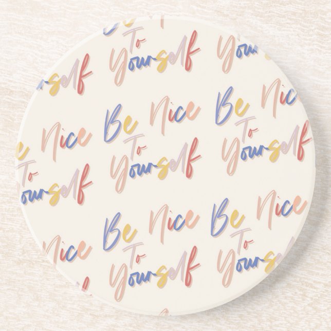 Colorful Hand Drawn Motivational Pattern Coaster (Front)