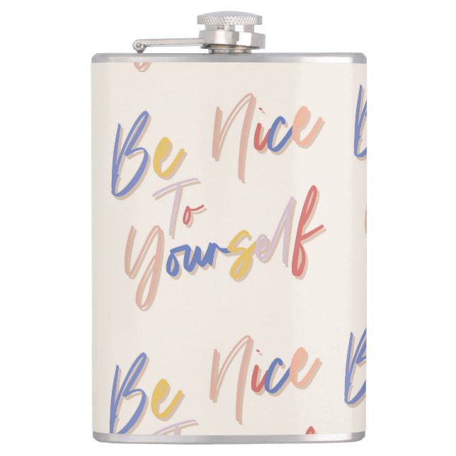 Colorful Hand Drawn Motivational Pattern Flask (Front)