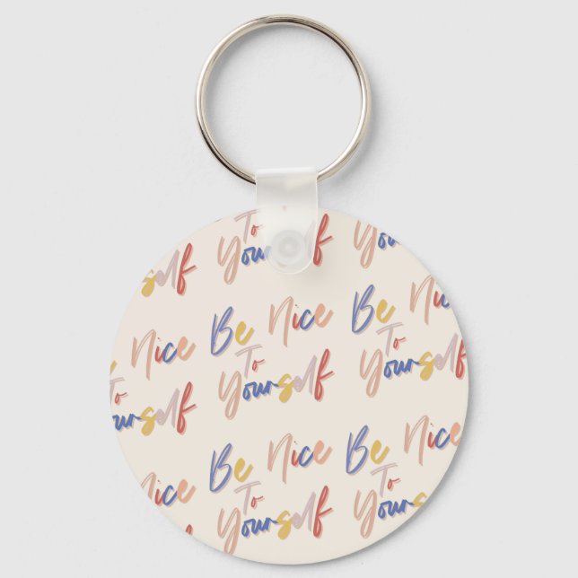 Colorful Hand Drawn Motivational Pattern Keychain (Front)
