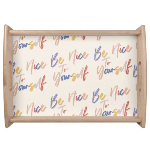 Colorful Hand Drawn Motivational Pattern Serving Tray