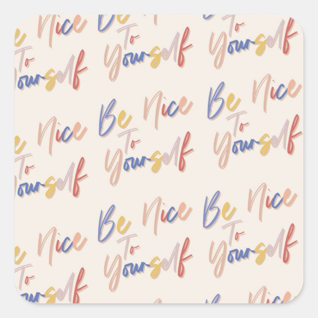 Colorful Hand Drawn Motivational Pattern Square Sticker (Front)