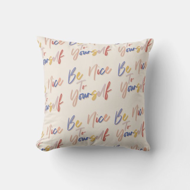 Colorful Hand Drawn Motivational Pattern Throw Pillow (Front)