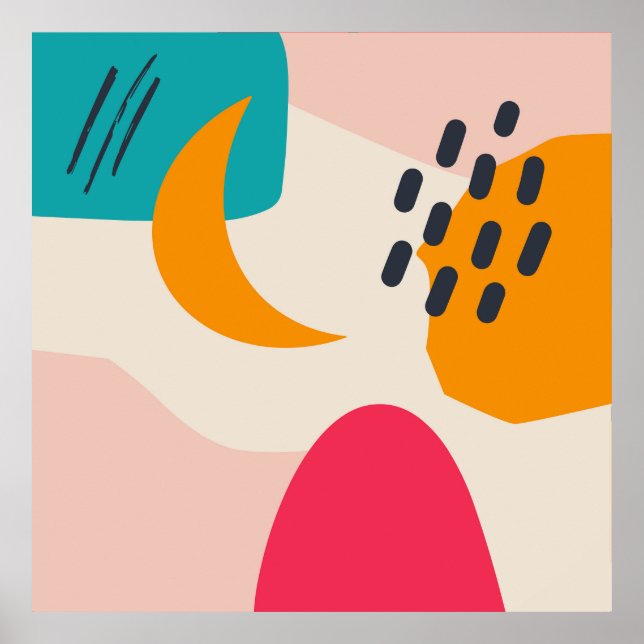 Colorful Hand Drawn Organic Shape Modern Art Poster (Front)