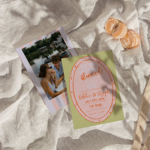 Colorful Hand Drawn Painted Funky Photo Wedding Invitation