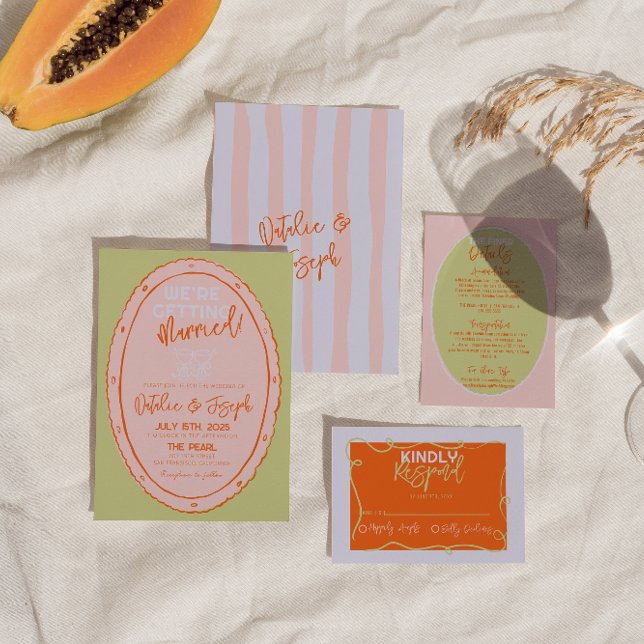 Colorful Hand Drawn Painted Whimsical Wedding Invitation (Creator Uploaded)