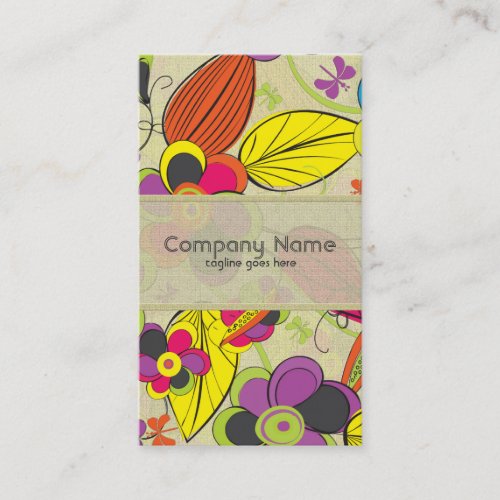 Colorful Hand Drawn Retro Fashion Floral Design Business Card