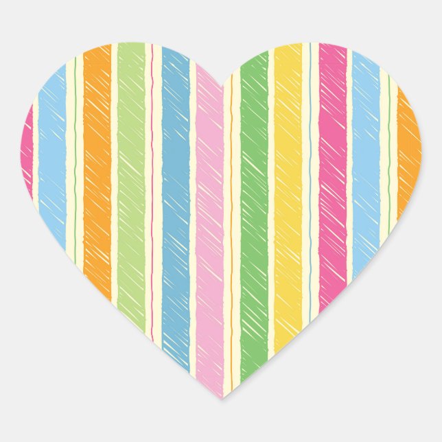 Colorful hand drawn stripes pattern heart sticker (Front)