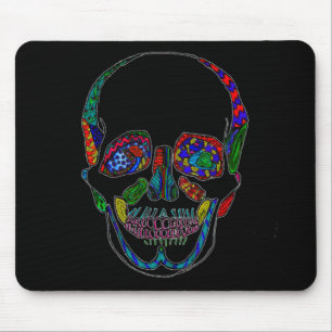 Colorful Hand Drawn Sugar Skull Mosaic Mouse Pad