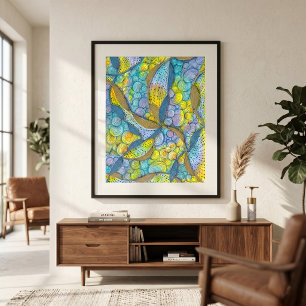 Colorful Hand Drawn Tangled Abstract Swirls Art Poster