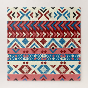 Colorful Hand-Drawn Tribal Pattern Jigsaw Puzzle