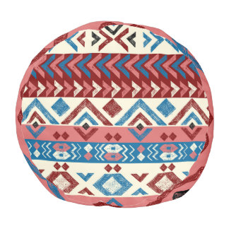 Colorful Hand-Drawn Tribal Pattern Pouf