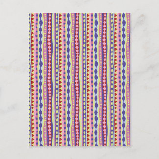 Colorful Hand Drawn Tribal Stripes Boho Pattern Postcard