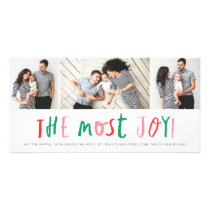 Colorful Hand Drawn Type 3 Photo Christmas Holiday Card